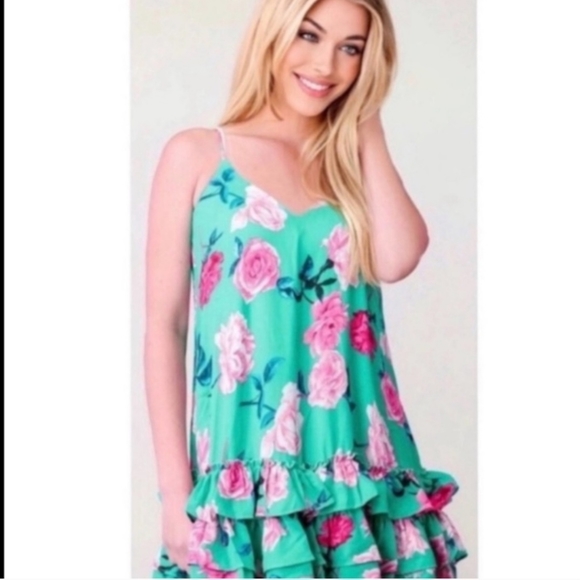 NEW Floral Sleeveless Swing Dress - Picture 1 of 5